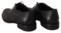 Dolce & Gabbana Dolce & Gabbana Black Leather Oxford Wingtip Formal Dress Men's Shoes