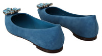 Dolce & Gabbana Dolce & Gabbana Blue Suede Crystals Loafers Flats Women's Shoes