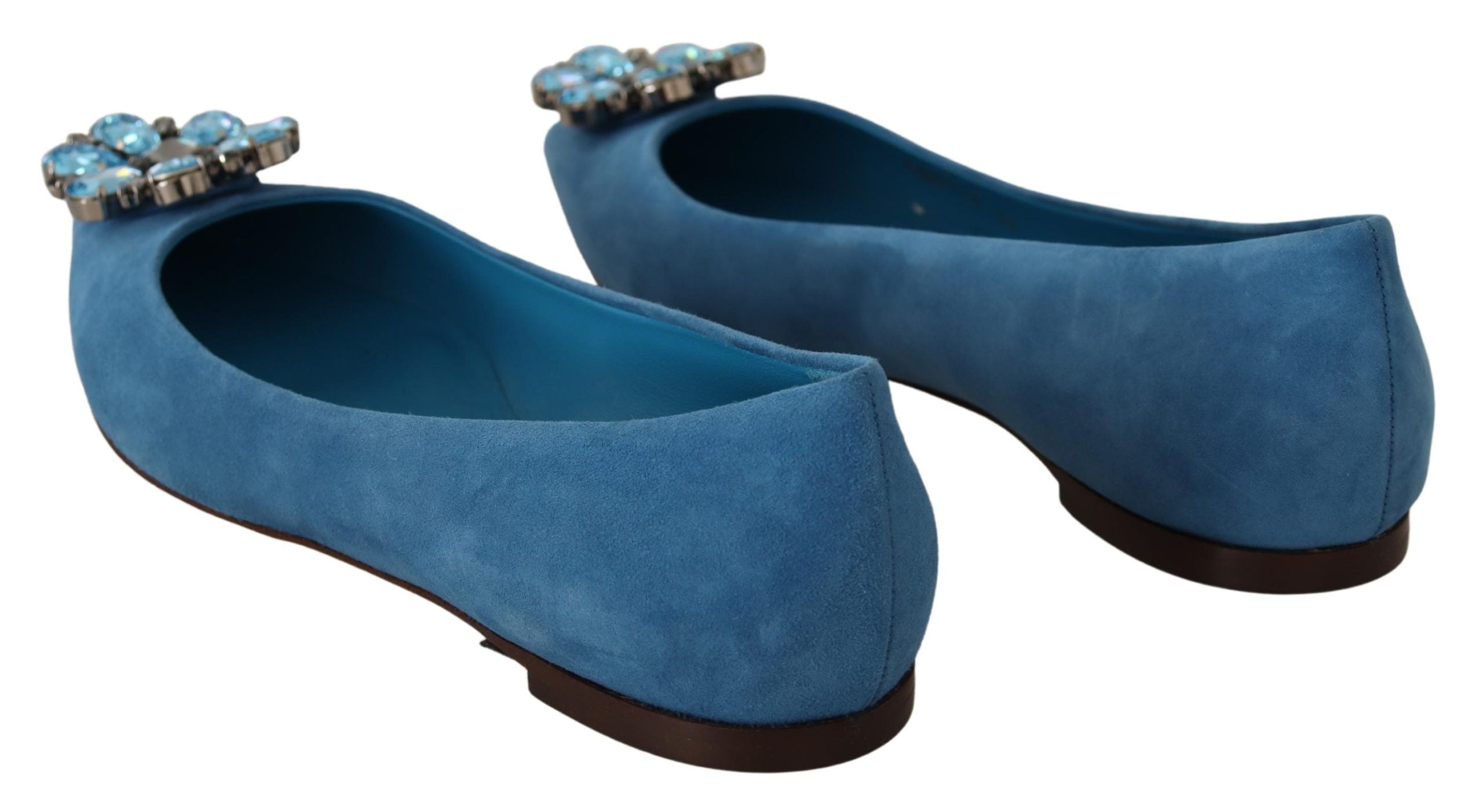 Dolce & Gabbana Dolce & Gabbana Blue Suede Crystals Loafers Flats Women's Shoes