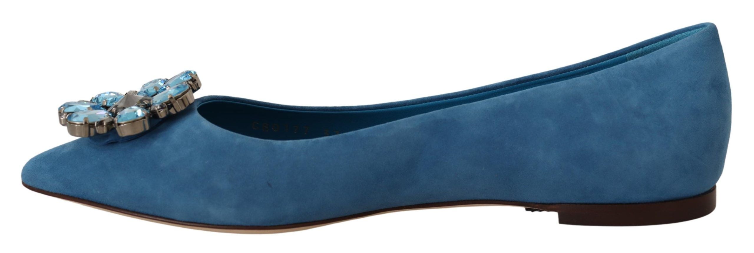 Dolce & Gabbana Dolce & Gabbana Blue Suede Crystals Loafers Flats Women's Shoes