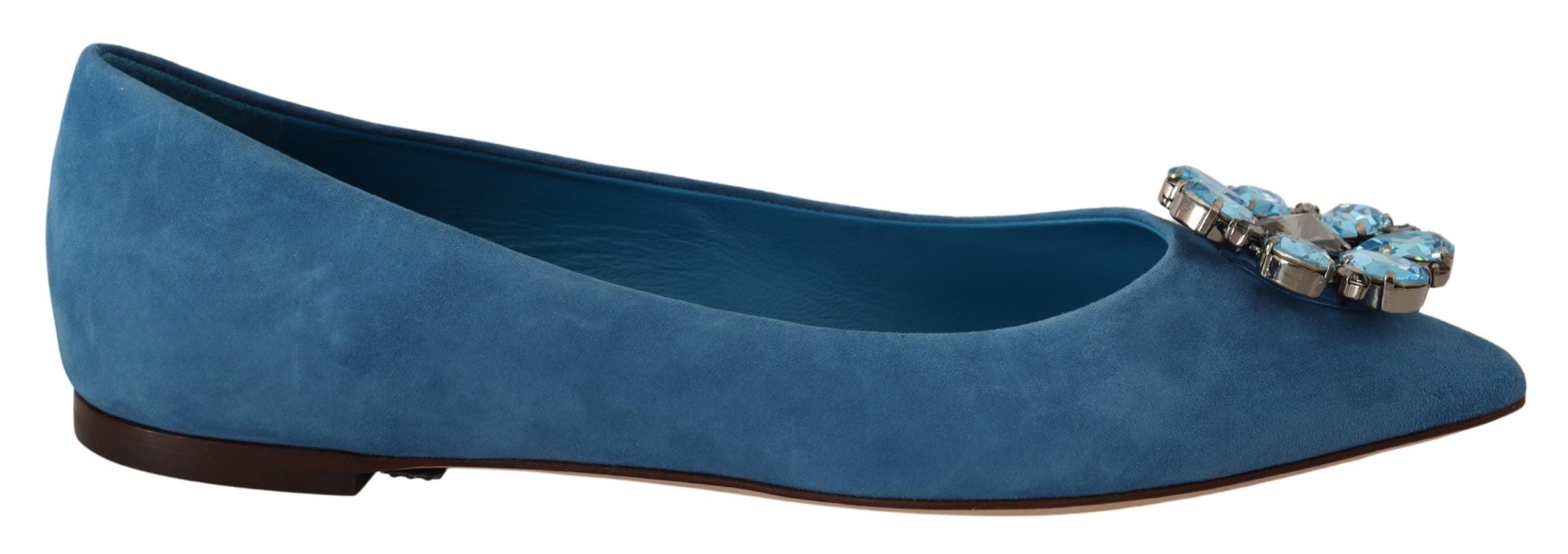 Dolce & Gabbana Dolce & Gabbana Blue Suede Crystals Loafers Flats Women's Shoes