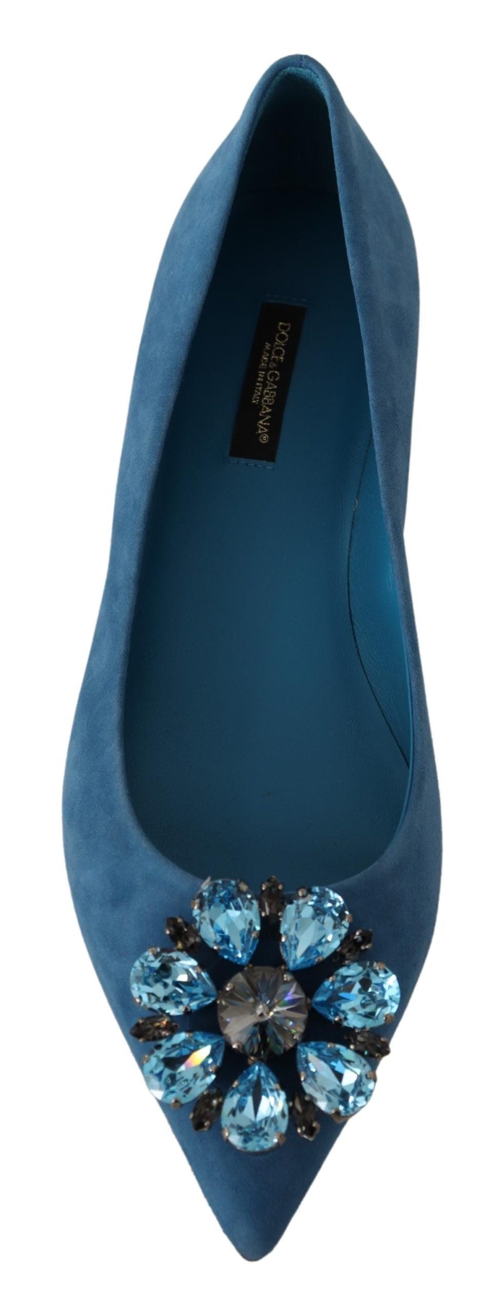 Dolce & Gabbana Dolce & Gabbana Blue Suede Crystals Loafers Flats Women's Shoes