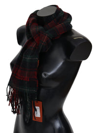 Missoni Black Red Check Wool Unisex Neck Wrap Fringes Men's Scarf