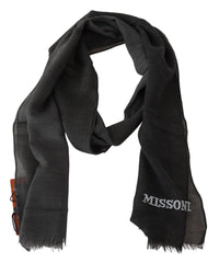 Missoni Black 100% Wool Unisex Neck Wrap Men's Scarf