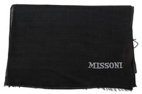 Missoni Black 100% Wool Unisex Neck Wrap Men's Scarf
