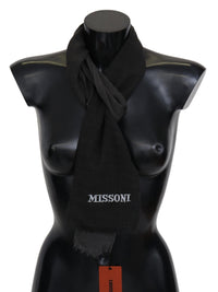 Missoni Black 100% Wool Unisex Neck Wrap Men's Scarf