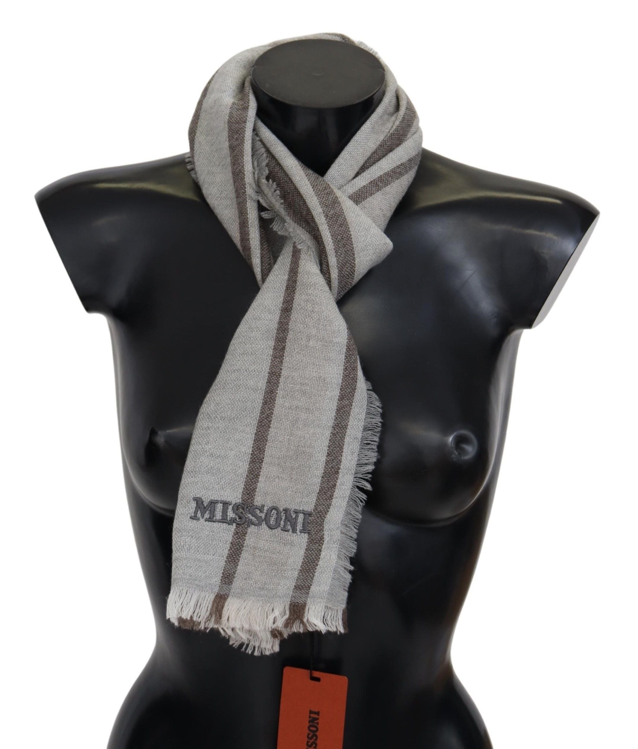 Missoni Multicolor Striped Wool Unisex Neck Wrap Men's Scarf