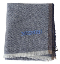 Missoni Gray Striped Wool Unisex Neck Wrap Fringes Men's Scarf