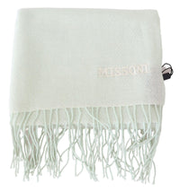 Missoni Light Green Pattern Cashmere Unisex Wrap Fringes Men's Scarf