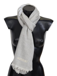 Missoni Gray Wool Knit Unisex Neck Wrap Men's Scarf