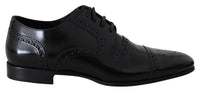 Dolce & Gabbana Dolce & Gabbana Black Leather Men Derby Formal Loafers Men's Shoes