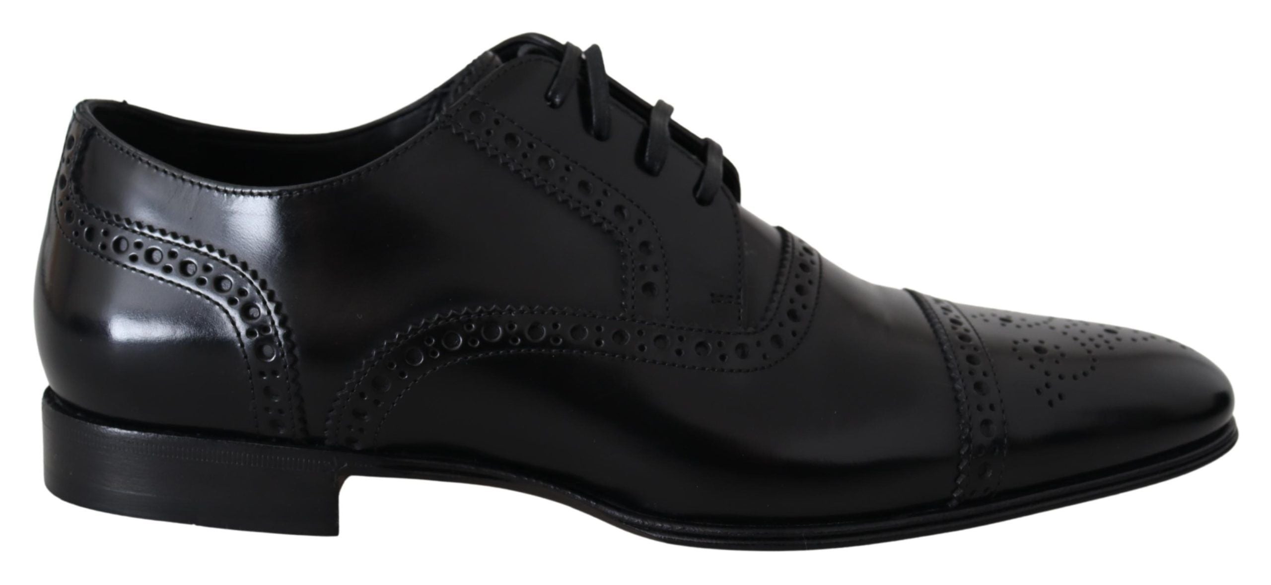 Dolce & Gabbana Dolce & Gabbana Black Leather Men Derby Formal Loafers Men's Shoes