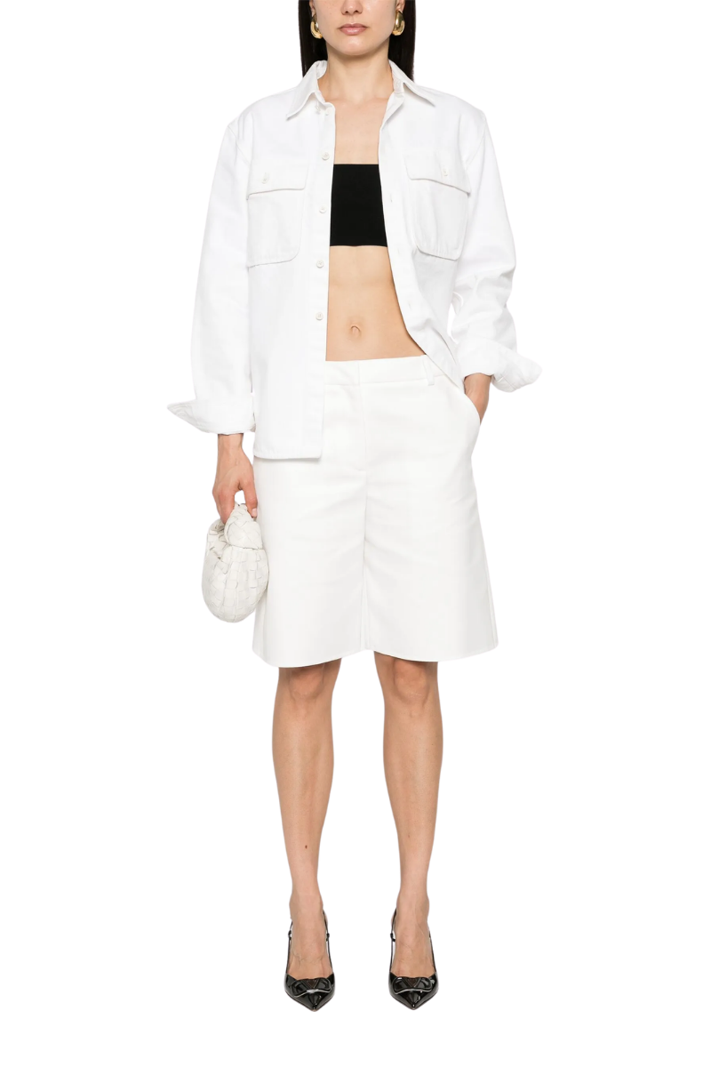 Valentino Garavani Valentino Twill Knee-Lenght Shorts Bianco 4B0Rd0G575Y_0Bo