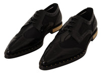 Dolce & Gabbana Dolce & Gabbana Black Leather Broques Sheer Wingtip Women's Shoes