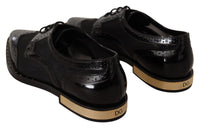 Dolce & Gabbana Dolce & Gabbana Black Leather Broques Sheer Wingtip Women's Shoes