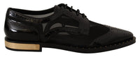 Dolce & Gabbana Dolce & Gabbana Black Leather Broques Sheer Wingtip Women's Shoes