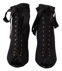 Dolce & Gabbana Black Stretch Short Ankle Boots Women's Shoes