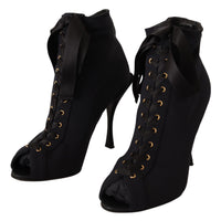 Dolce & Gabbana Black Stretch Short Ankle Boots Women's Shoes