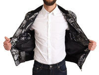 Dolce & Gabbana Black Silver Puppi Motive Bomber Men's Jacket