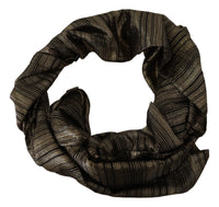Dolce & Gabbana Metallic Gold Silk Stretch Shawl Wrap Women's Scarf