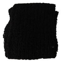 Dolce & Gabbana Black Virgin Wool Knitted Wrap Shawl Women's Scarf