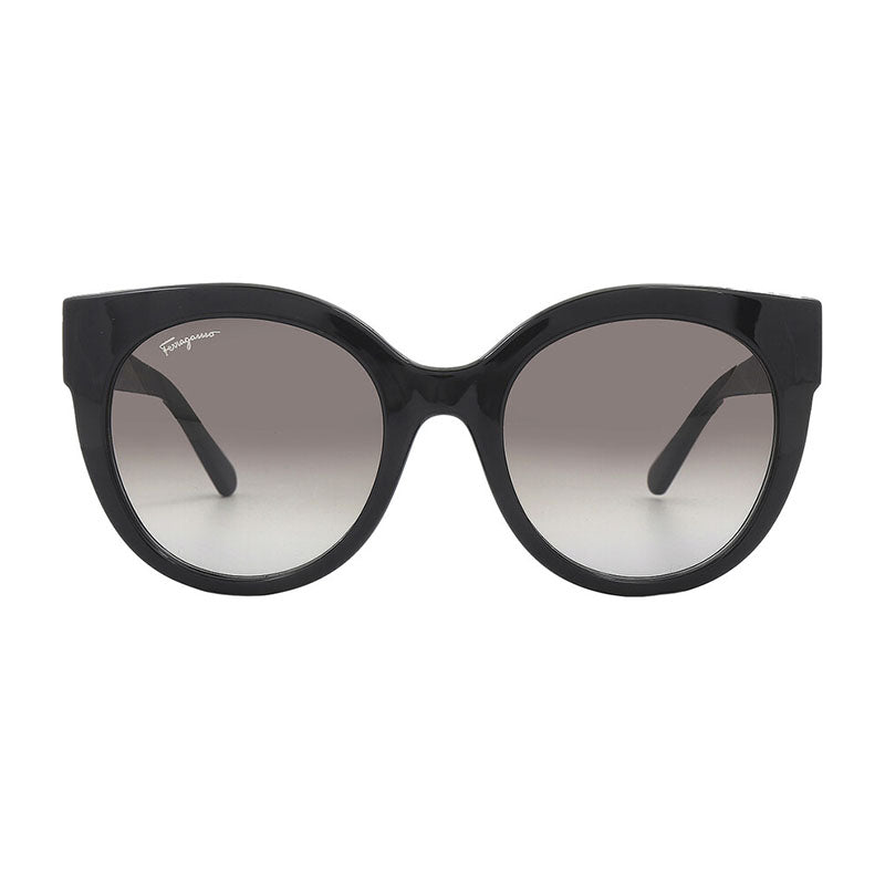 Salvatore Ferragamo Sunglasses Round Full Rim, Black Frame and Grey Gradient Lens SF1031S001