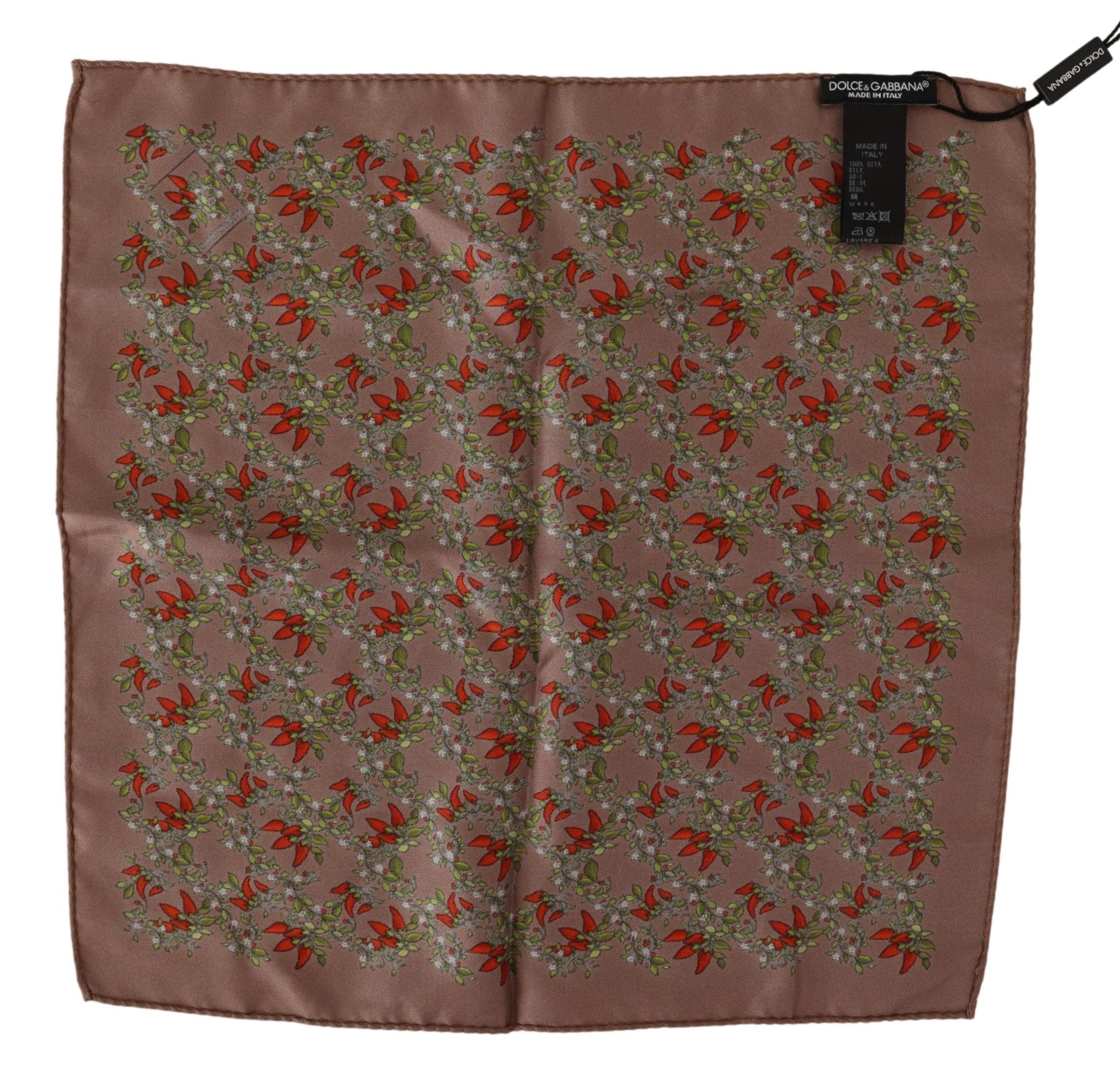Dolce & Gabbana Dolce & Gabbana Brown Carrots Print Silk Men's Handkerchief