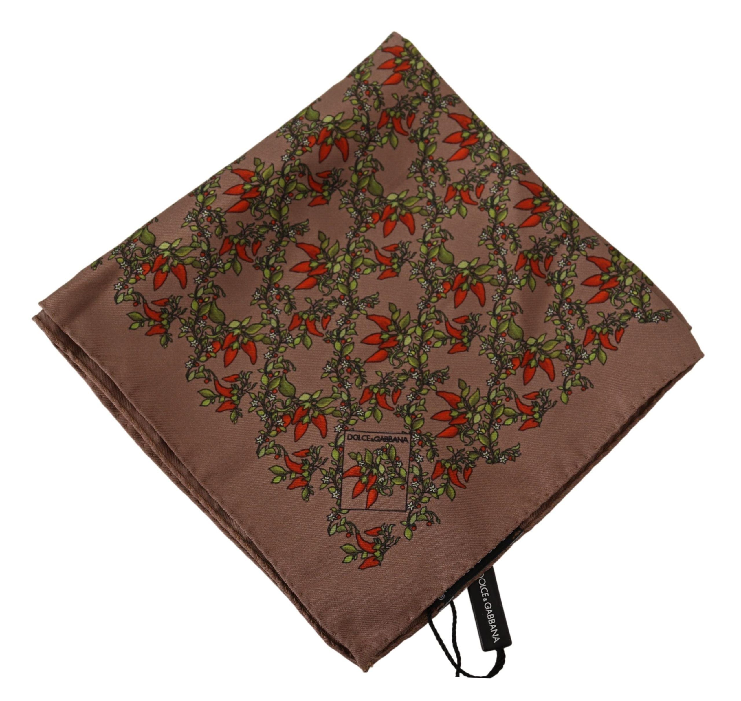 Dolce & Gabbana Dolce & Gabbana Brown Carrots Print Silk Men's Handkerchief