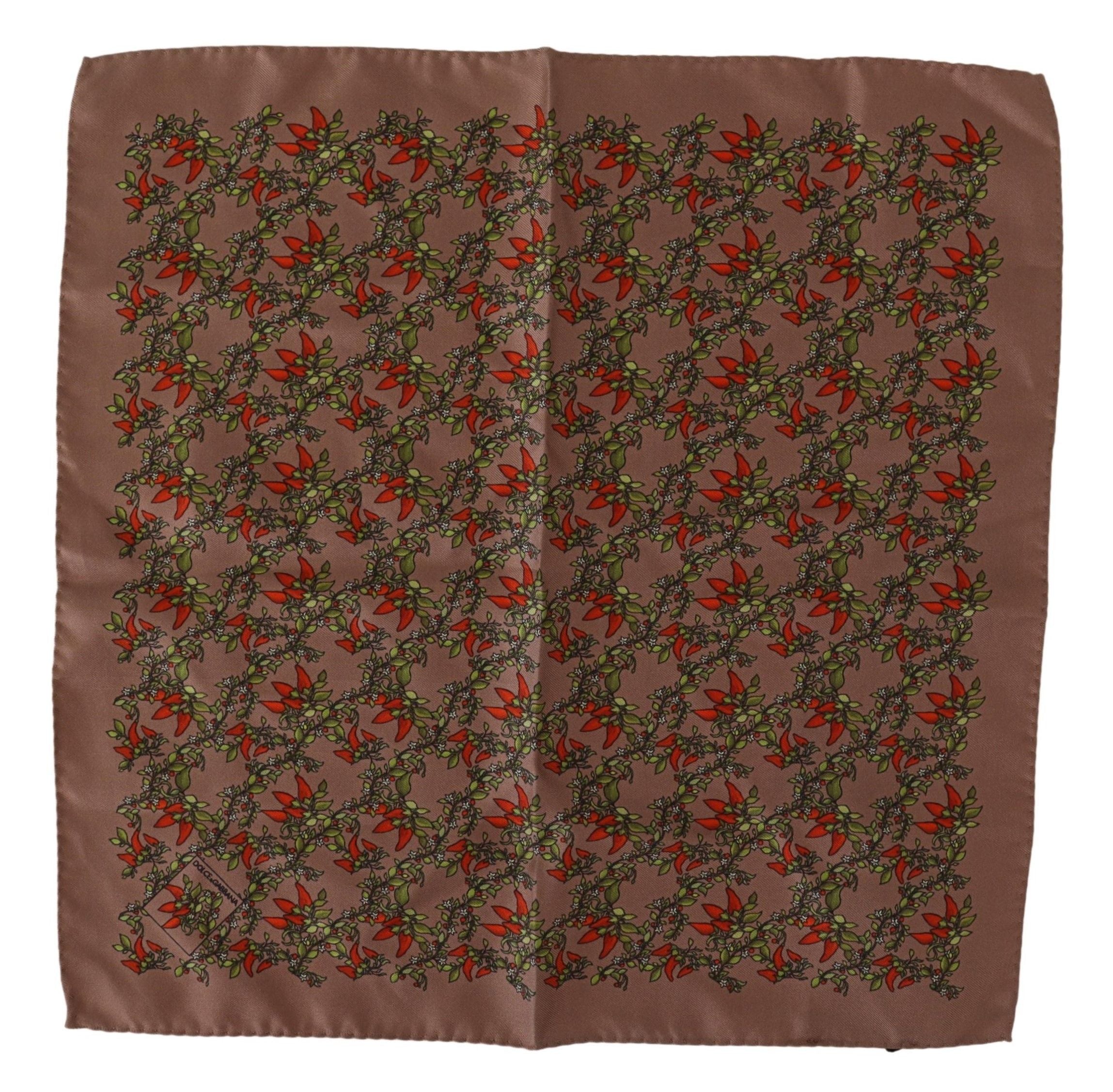 Dolce & Gabbana Dolce & Gabbana Brown Carrots Print Silk Men's Handkerchief