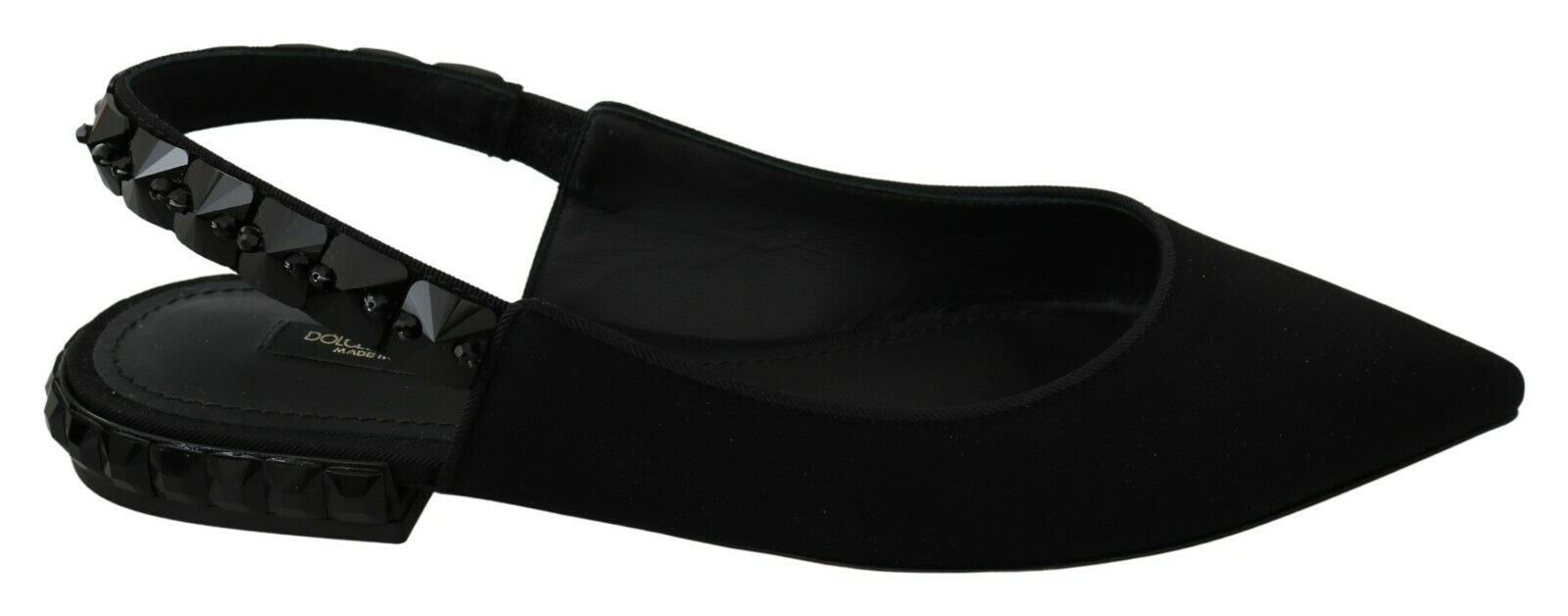 Dolce & Gabbana Dolce & Gabbana Black Flats Slingback Charmeuse Women's Shoes