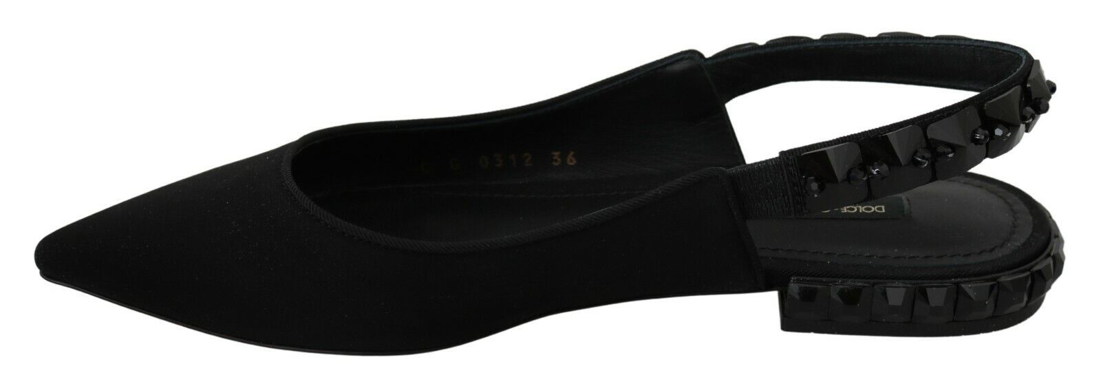 Dolce & Gabbana Dolce & Gabbana Black Flats Slingback Charmeuse Women's Shoes