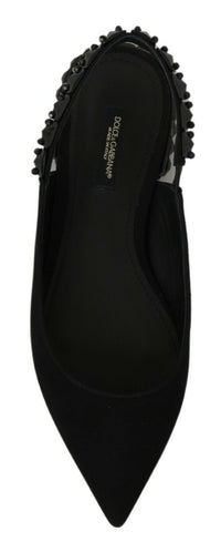 Dolce & Gabbana Dolce & Gabbana Black Flats Slingback Charmeuse Women's Shoes