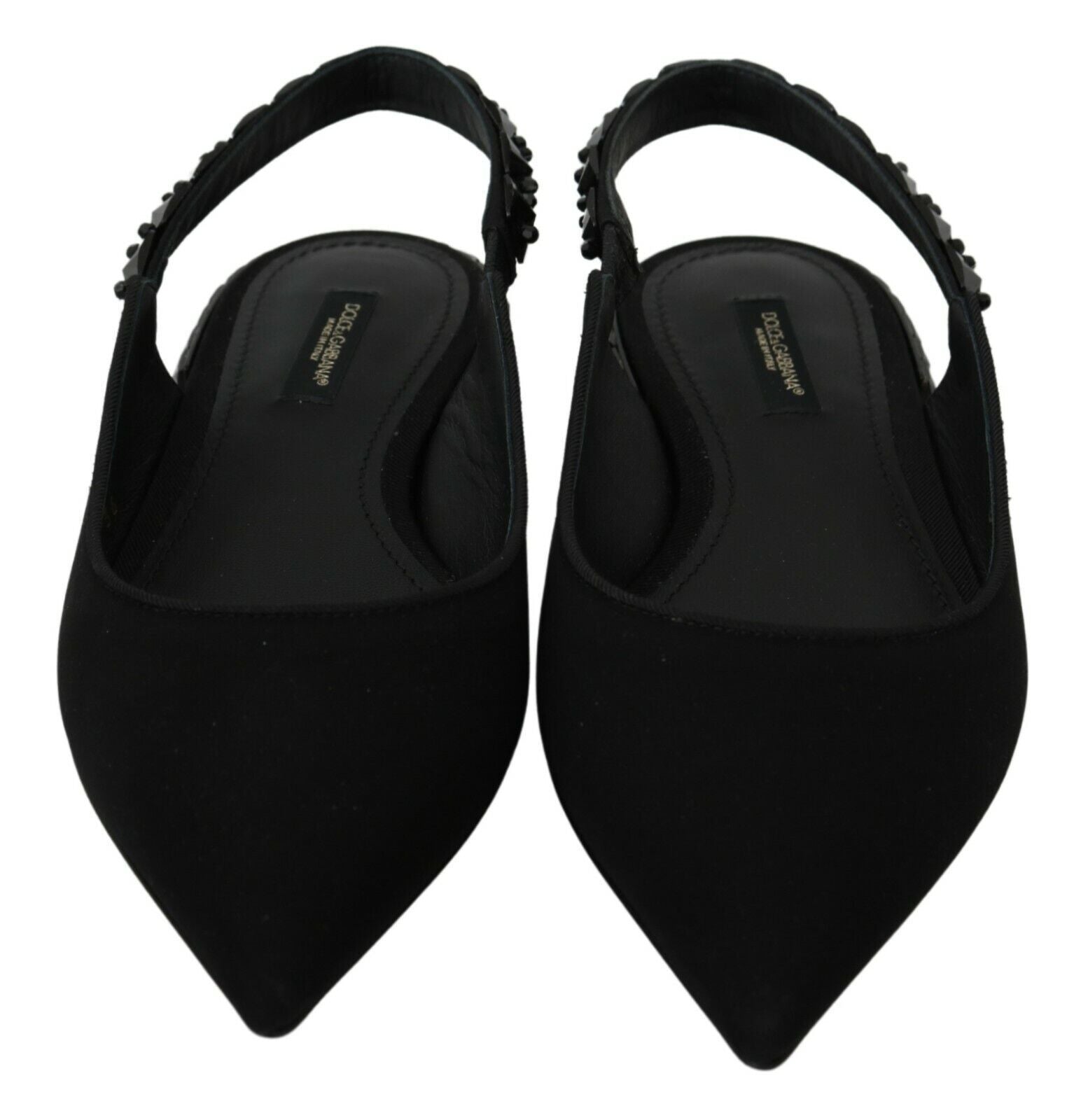 Dolce & Gabbana Dolce & Gabbana Black Flats Slingback Charmeuse Women's Shoes