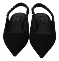 Dolce & Gabbana Dolce & Gabbana Black Flats Slingback Charmeuse Women's Shoes
