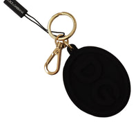 Dolce & Gabbana Dolce & Gabbana Black Rubber DG Logo Gold Brass Metal Keyring Men's Keychain