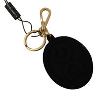 Dolce & Gabbana Dolce & Gabbana Black Rubber DG Logo Gold Brass Metal Keyring Men's Keychain