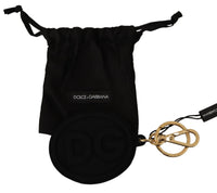 Dolce & Gabbana Dolce & Gabbana Black Rubber DG Logo Gold Brass Metal Keyring Men's Keychain