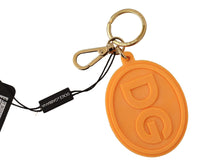 Dolce & Gabbana Dolce & Gabbana Orange Rubber DG Logo Gold Brass Metal Men's Keychain