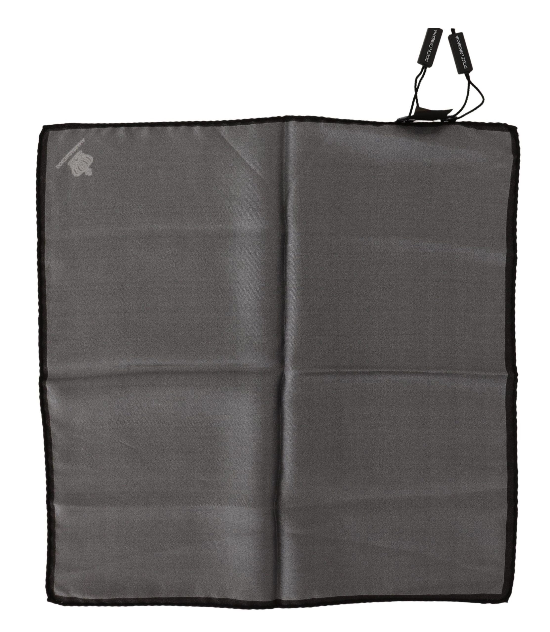 Dolce & Gabbana Dolce & Gabbana Gray 100% Silk Square Men's Gray 100% Silk Square Men's Handkerchief