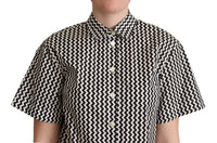 Dolce & Gabbana Black White Zigzag Collar Cotton Top Women's Shirt