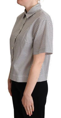 Dolce & Gabbana Black Polka Dot Collared Shirt Women's White