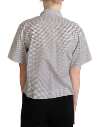 Dolce & Gabbana Black Polka Dot Collared Shirt Women's White