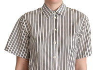 Dolce & Gabbana White Black Striped Shirt Blouse Women's Top