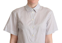 Dolce & Gabbana White Gray Polka Dots Collared Button Women's Shirt