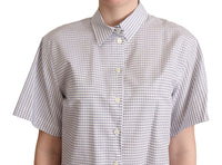 Dolce & Gabbana White Polka Dots Collared Blouse Women's Shirt