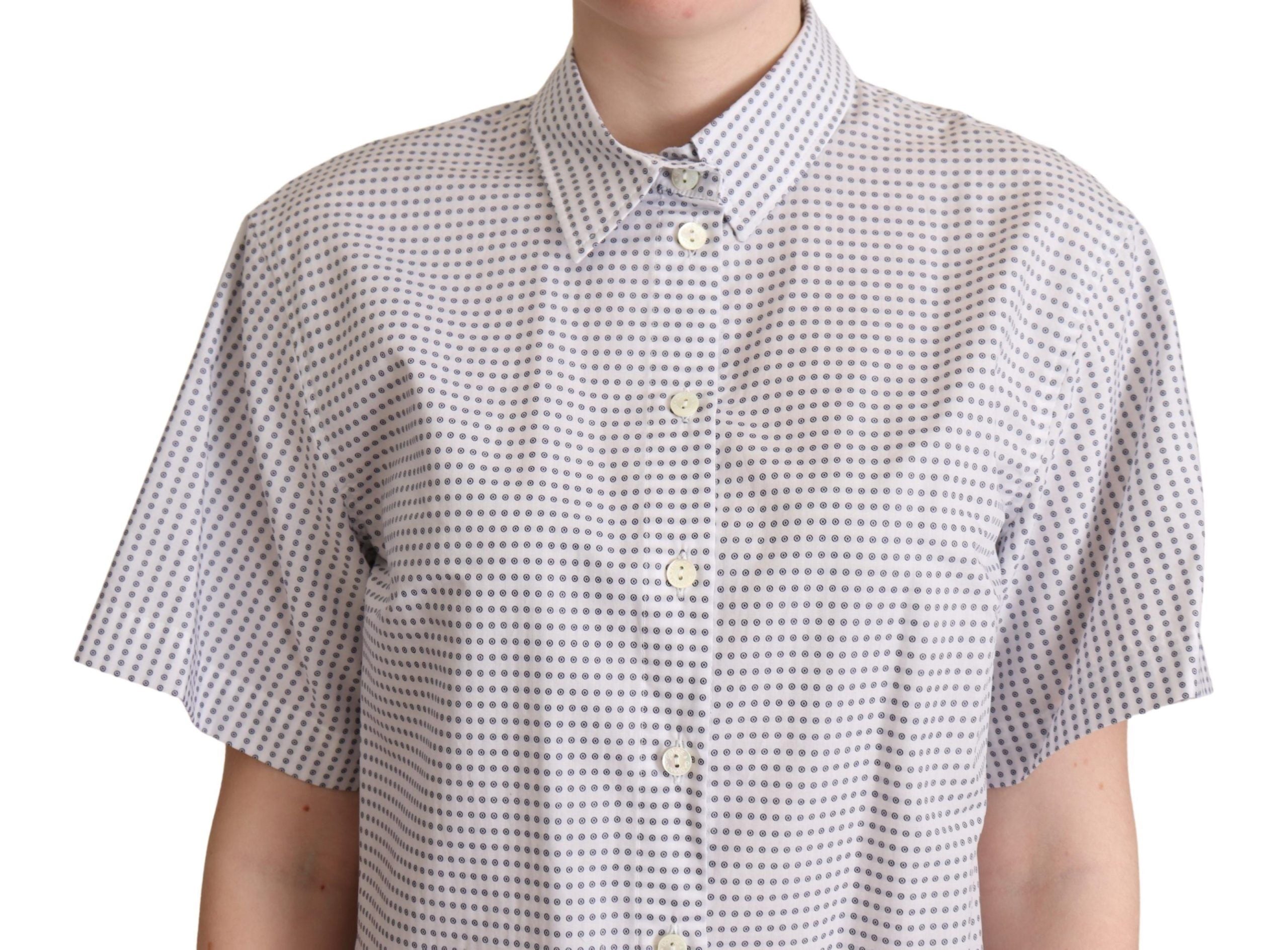 Dolce & Gabbana White Polka Dots Collared Blouse Women's Shirt