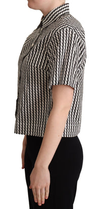 Dolce & Gabbana White Black Fantasy Pattern Women's Shirt