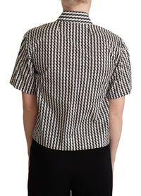 Dolce & Gabbana White Black Fantasy Pattern Women's Shirt