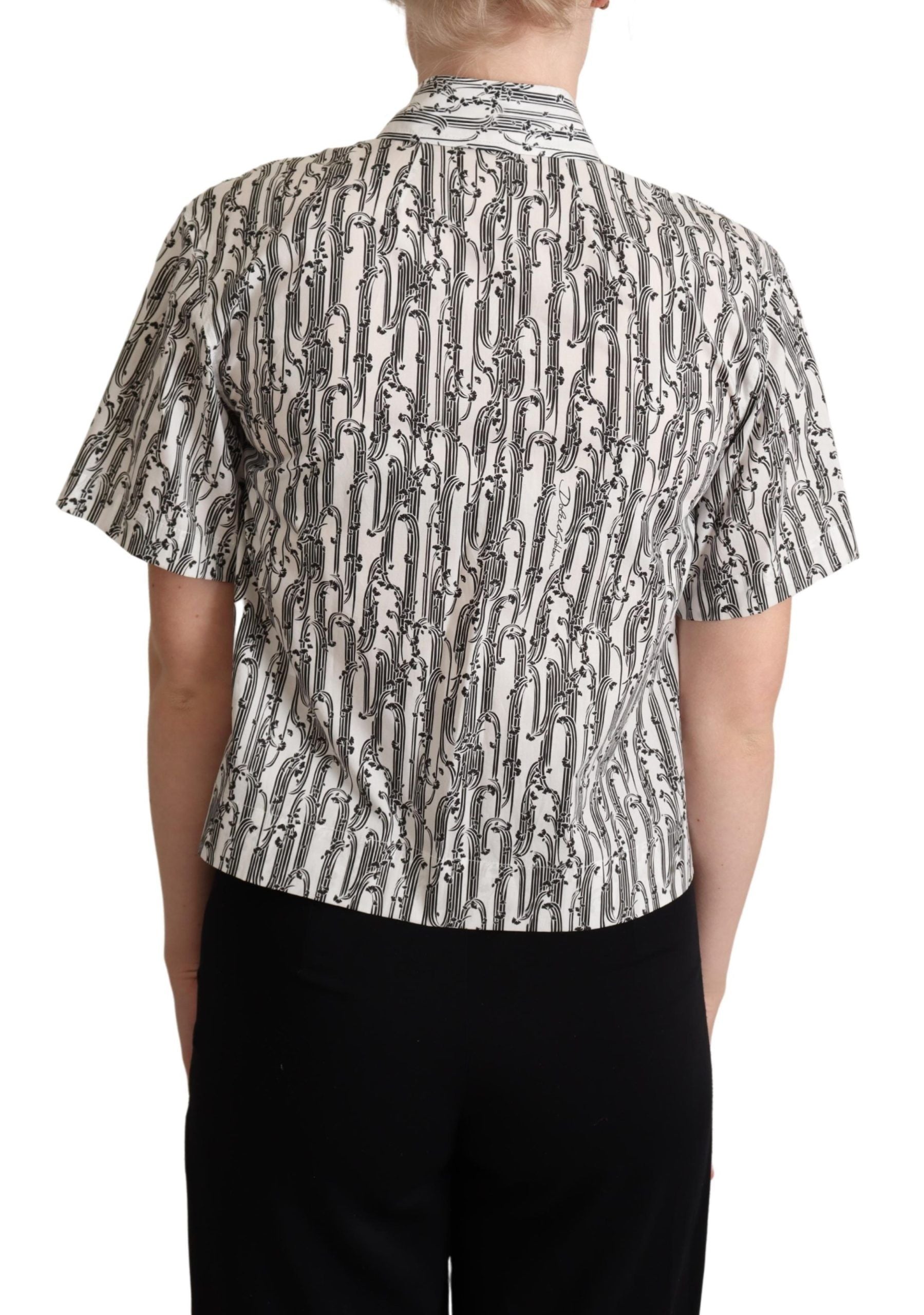 Dolce & Gabbana White Floral Collared Blouse Women's Shirt