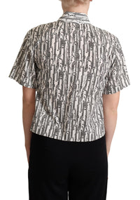 Dolce & Gabbana White Floral Collared Blouse Women's Shirt